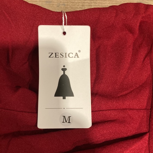 NWT Zesica Burgundy one shoulder long sleeve party dress w/ slit size M - Picture 9 of 12